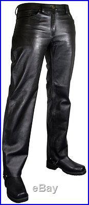 New Men Black Leather Pants Slim Fit Fashion Stylish Motorcycle Trousers KLP28