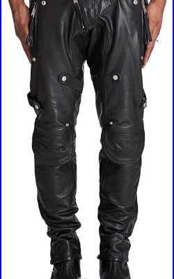 New Men Black Leather Pants Slim Fit Fashion Stylish Motorcycle Trousers KLP31