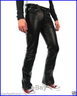 New Men Black Leather Pants Slim Fit Fashion Stylish Motorcycle Trousers KLP36