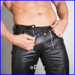 New Men Black Leather Pants Slim Fit Fashion Stylish Motorcycle Trousers KLP42