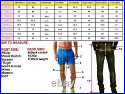 New Men Real Leather Pant Thigh Fit 501 Style Jeans Leather Pants For Men Black