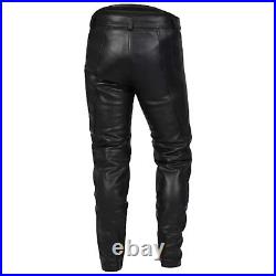 New Men Real Leather Pants Genuine Soft Lambskin Biker Trouser Jeans 04