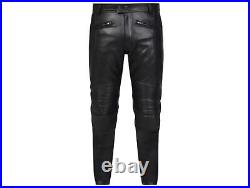 New Men Real Leather Pants Genuine Soft Lambskin Biker Trouser Jeans 04