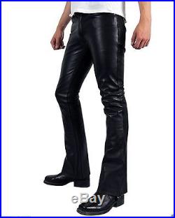 New Men Slim Fit Soft Lambskin Black Leather Pant Size 28 30 32 34 36 38 40-MP01