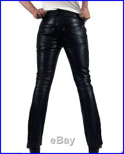 New Men Slim Fit Soft Lambskin Black Leather Pant Size 28 30 32 34 36 38 40-MP01