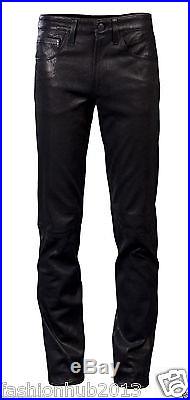 New Men Slim Fit Soft Lambskin Leather Black Pant Size 28 30 32 34 36 38 # FP16