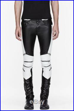 New Men's Genuine Soft Lambskin Leather Balmain Pants Slim Casual Pant P38