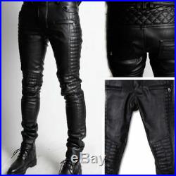 New Men's Genuine Soft Lambskin Leather Pants Sim Party Casual Pant P40