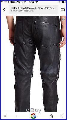 New Men's Helmut Lang Genuine Leather Moto Pant Waist 28 L31 Retail For $1795
