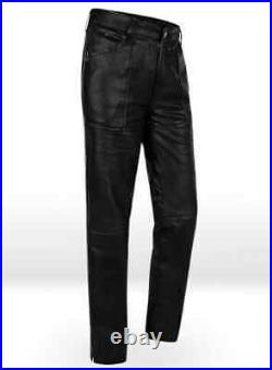 New Men's JIM MORRISON STYLE Pant 100% PREMIUM Leather Causal Biker Pant ZL70