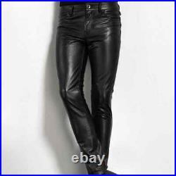 New Men's Leather Pant Bikers Style 100% Genuine Leather Slim Fit #91
