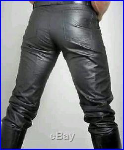 New Men's Leather Pant Black Genuine Sheep Napa Biker Motorcycle