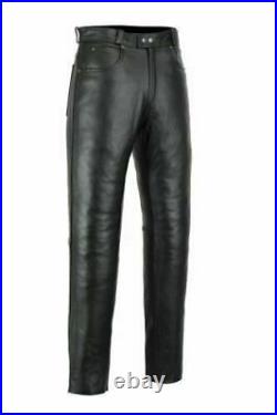 New Men's Real Cowhide Black Leather Pant Stylish Classic Casual Biker Trousers