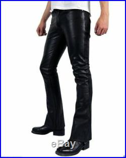 New Men's Slim Fitting Soft Lambskin Biker Pants Genuine Leather