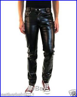 New Men's Stylish Designer Tailor Made Soft Lambskin Leather Casual Pants NM#061