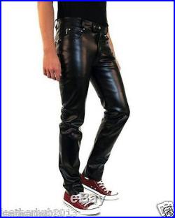 New Men's Stylish Designer Tailor Made Soft Lambskin Leather Casual Pants NM#061