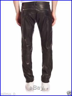 New Men's Stylish Slim Fit Tailor Made Soft Lambskin Leather Casual Pants DC-003
