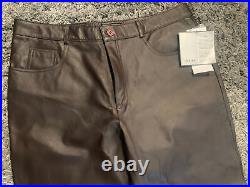 New Men's XLD Brown Leather Pants Size 42 Very Nice