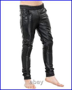 New Mens Handmade Designer Model Leather Pant Trouser Elastic Biker Pant MLP10