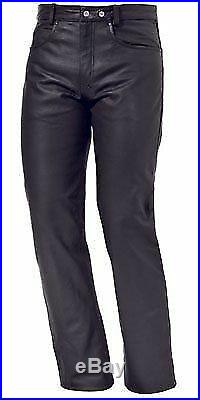 New Mens Leather Motorcycle Jeans Pants Great Comfort And Fit 5 Pocket Design
