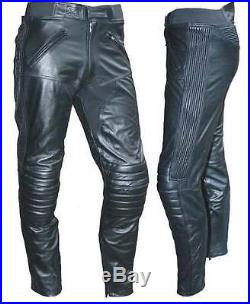 New Mens Premium Leather Touring Motorcycle Pants Ce Armour Hips Knees 42 Waist