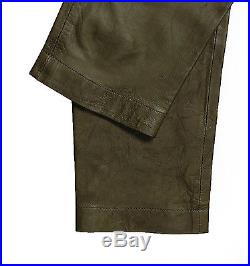New Original Diesel Leather Army Green with stained effect Men Pants in size 32