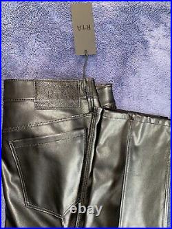New RTA Black Leather Pants Men's Skinny Fit Size 29