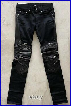 New Saint Laurent Leather Biker Pants Leather with Zippers Size 30 x 32