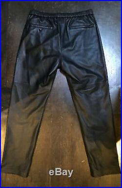 New Theory Mens Grego L Black Leather Pant Jean Sz 33 $895 Lambskin Helmut Lang