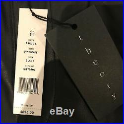 New Theory Mens Grego L Black Leather Pant Jean Sz 34 $895 Lambskin Helmut Lang
