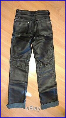 New Unhemmed Schott Style 600 Steerhide Straight Leg Leather Pants Men's Size 30