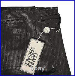 New! Versace Couture Vintage Deadstock 90's Leather Pants! E 48 31 x 35 Black