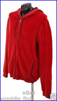 New Versace Leather Medusa Appliqué Red Velvet Suit Pants Hooded Jacket 56 46