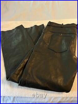 New Xelement Men's Classic Black Fitted Leather Motorcycle Pants 38X32