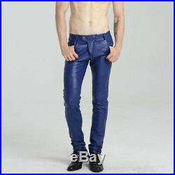 New fashion genuine leather mens pants 3 colours pure leather skinny pants