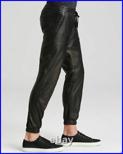 New men`s leather Sweat pants Designer Joggers Running Sports trousers