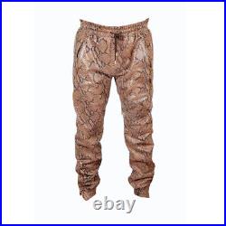 New men`s leather Sweat pants Designer Joggers Running Sports trousers Brown