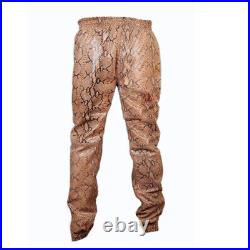 New men`s leather Sweat pants Designer Joggers Running Sports trousers Brown
