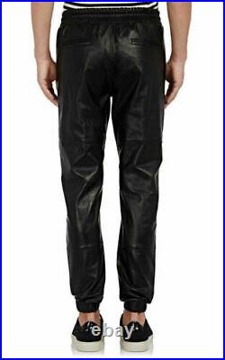 New men`s leather Sweat pants Designer Joggers Running Sports trousers Jogging