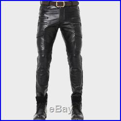 New style pant pure jeans cow leather men's pant