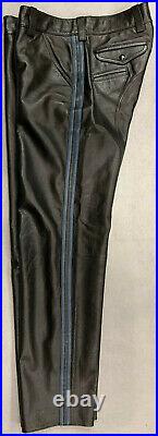 Northbound men's black leather saddle seat uniform pants. 38 waist