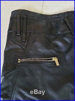 Nwot! Rare Versace For H&m Men's Studded Zip Biker Pants 100% Leather