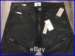 Nwt Mens Calvin Klein Jeans Black Leather Pants 30 X 32
