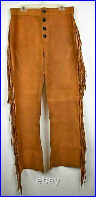Old Style Brown Buckskin Hide Leather Mountain Man Fringes Shirt & Pant WSP-302