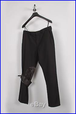 Original Helmut Lang Leather Details Wool Black Men Casual Pants in size 52
