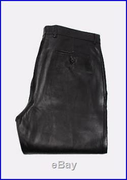 Original New Gucci Leather Black Men Pants in size 34