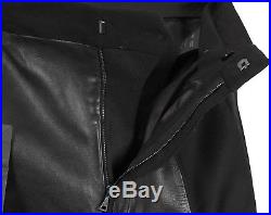 Original New Prada Presco Light Wool Mohair Blend Leather App Black Men Pants 48