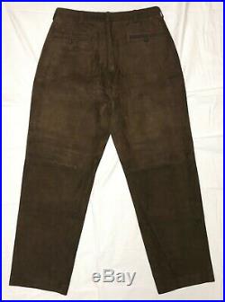 POLO Ralph Lauren Brown Suede Leather Pants Mens Sz 34/32 RARE