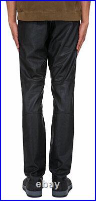 Pant Jeans Leather Mens Style Real Trouser Tight Biker Genuine pockets Black 45