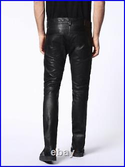 Pant Leather Jeans Style Men's Pants Men Motorbike Real Trousers Waist Black 23